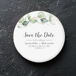 Imán Boda verde de Eucalyptus Guardar la fecha<br><div class="desc">Cute Botanical Eucalyptus Watercolor Wedding ahorra el imán de fecha que hace un conservador perfecto para tus invitados y será apreciado por años</div>