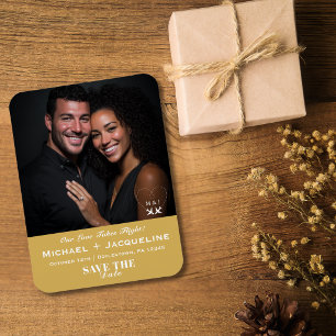 Imán Boda Viaje Oro Elegante Guardar la Fecha Foto