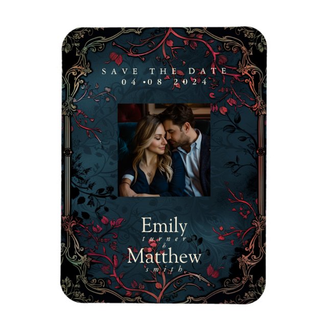 Imán Boda Victoriana de Elegancia Gótica Salva La Fecha (Vertical)