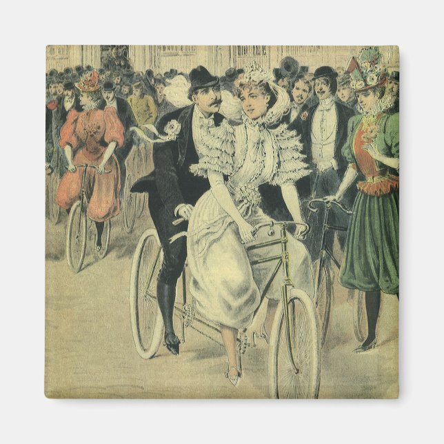 Imán Boda victoriana novia y bicicleta recién casada Gr (Frente)