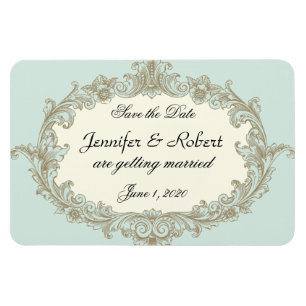 Imán Boda vinícola Blue Gold Cream Save the Date