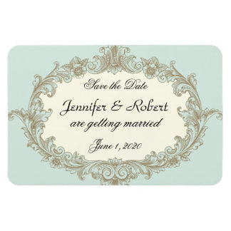 Imán Boda vinícola Blue Gold Cream Save the Date