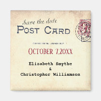 Boda Vintage con sello postal Guardar la fecha