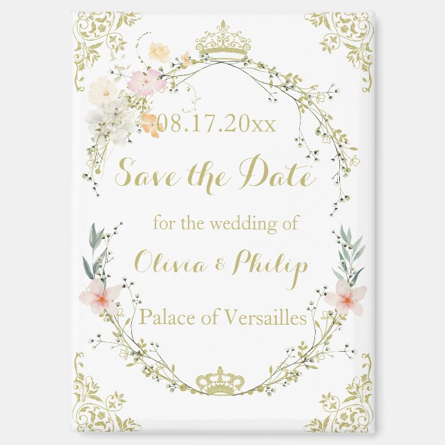 Imán Boda Vintage Floral Ornamate Classic (Anverso)