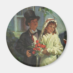 Imán Boda Vintage, Niños Fingen Ser Novios