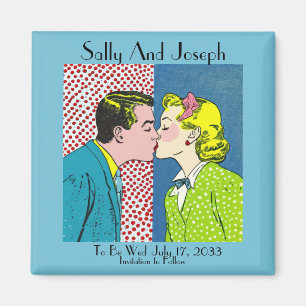 Imán Boda Vintage Salva la Fecha, Pop art 50's