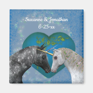 Imán Bodas Personalizadas de Unicornios Besándose