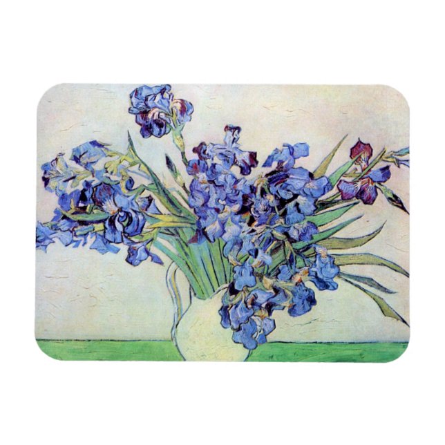 Imán Bodegón con jarrón e iris de Vincent van Gogh (Horizontal)