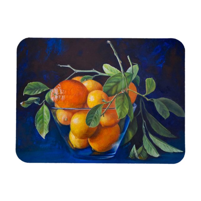 Imán Bodegón con limones y rama de naranja (Horizontal)