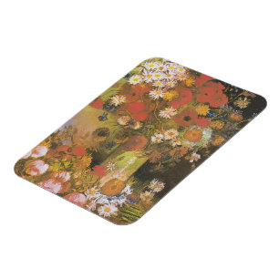 Imán Bodegón floral de Van Gogh Amapolas y rosas rojas