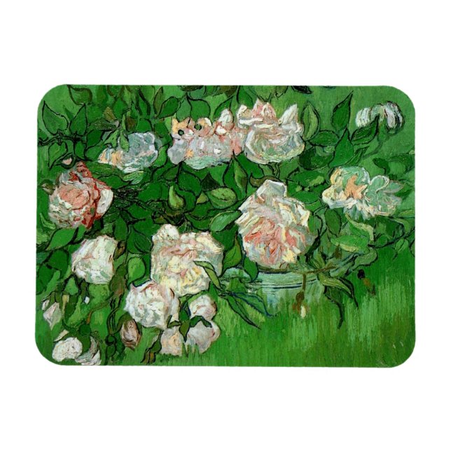Imán Bodegón: Rosas rosadas de Vincent van Gogh (Horizontal)
