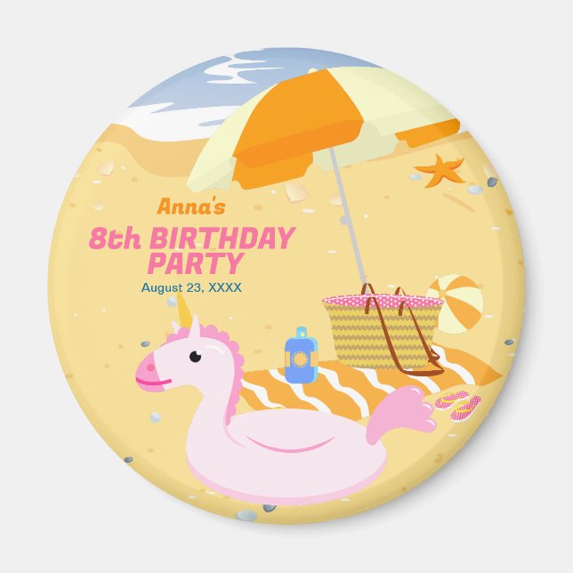Imán Bodyboard chica fiesta de cumpleaños de la playa (Frente)