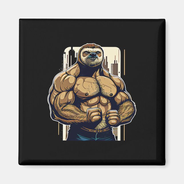 Imán Bodybuilder Sloth Funny Bodybuilding Sloth Fitness (Frente)