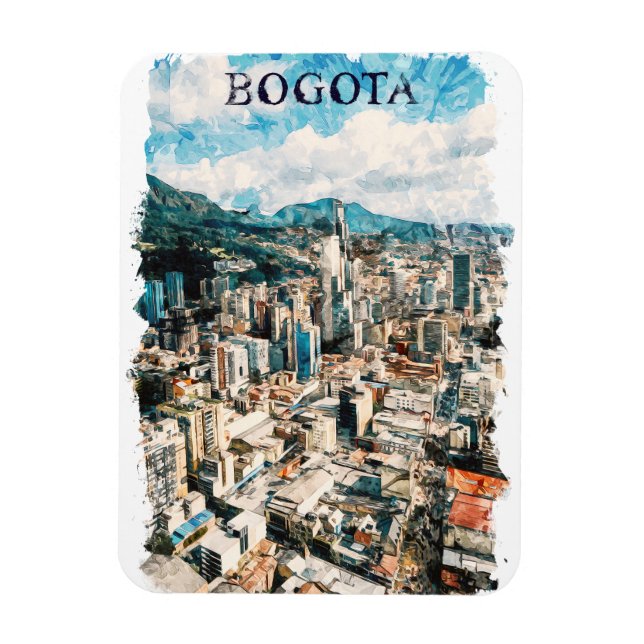 Imán Bogotá Colombia CIty View Watercolor (Vertical)