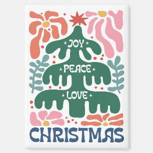 Imán Boho Árbol de Navidad Alegría Paz Colorido