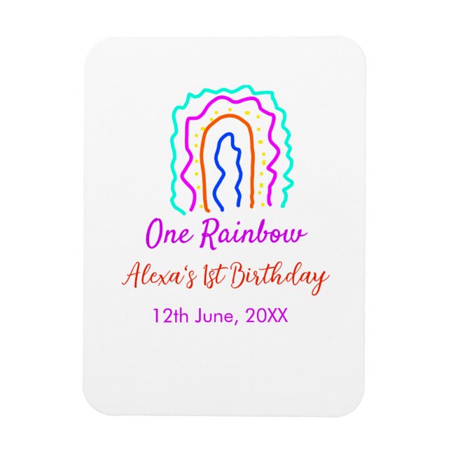 Imán Boho Arcoiris, un niño de cumpleaños, retro brilla (Vertical)