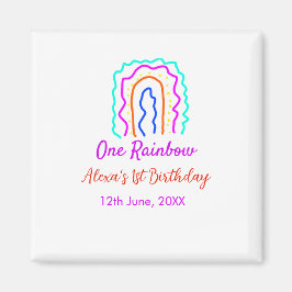 Imán Boho Arcoiris, un niño de cumpleaños, retro brilla