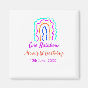 Imán Boho Arcoiris, un niño de cumpleaños, retro brilla