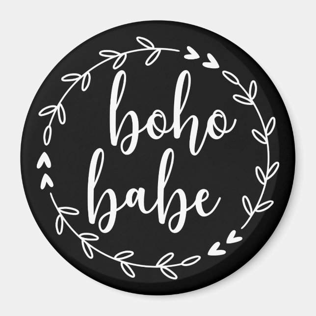 Imán Boho Babe escribió en blanco (Frente)