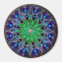 Imán Boho Blue Green Heart Mandala Magnet