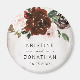 Imán Boho Burgundy Boda floral de color rosa rosa rosa