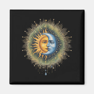 Imán Boho Celestial Sun Y Moon Mystical Hippie 90