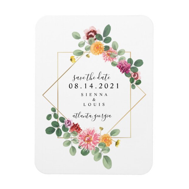 Imán Boho Floral Boda Botánica Salven La Fecha (Vertical)