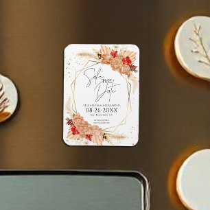 Imán Boho Floral   Boda Terracota Guardar La Fecha