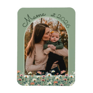 Imán Boho Floral Mama Establecida Foto Personalizada