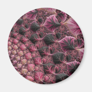 Imán Boho Funky Ecléctico Rosa Negro Abstracto Fractal