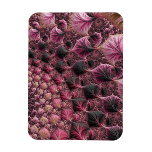 Imán Boho Funky Ecléctico Rosa Negro Resumen Fractal