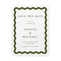 Boho Green Wavy Frame Wedding Save the Date Magnet