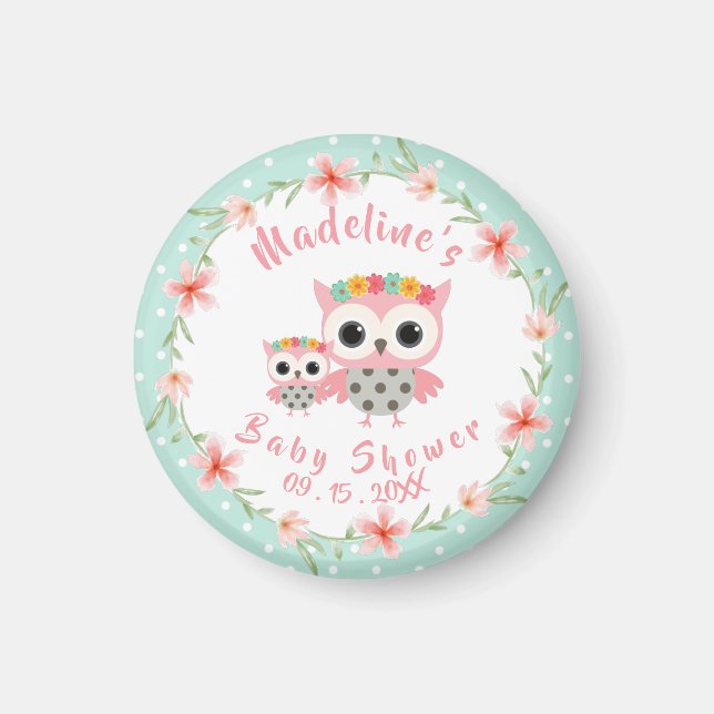 Imán Boho Owl Baby Shower Magnet (Frente)