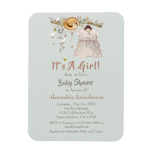 Imán Boho Rustic Greenery Baby Girl