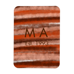 Imán Boho rústico marrón añadir nombre letra año fecha 