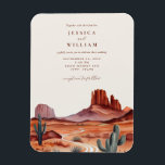 Imán Boho Watercolor Desert Wedting Magnet<br><div class="desc">Personalice fácilmente su imán de invitación a la boda con esta plantilla editable. Presenta un diseño de tipografía minimalista y elegante con fondo de desierto acuarela.</div>