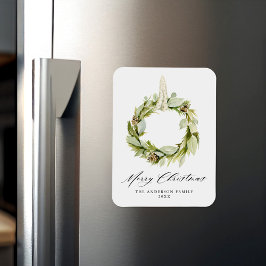 Imán Boho Watercolor Greenery Wreath vacaciones no foto