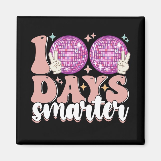 Imán Bola de discoteca 100 días más inteligente Día 100 (Frente)
