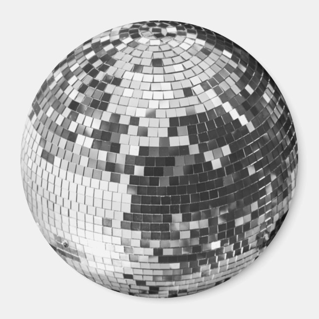Imán Bola de discoteca retro brillo destello plateado c (Frente)