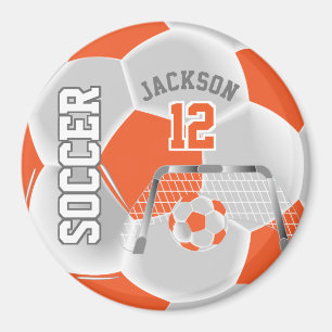 Imán Bola de fútbol naranja y blanca personalizada