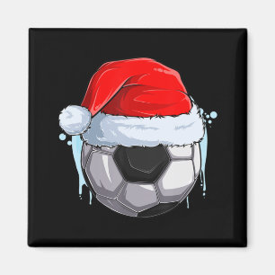 Imán Bola de fútbol navideña navidad en Santa Clau