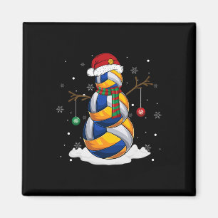 Imán Bola de voleibol Snowman Santa Hat Navidades Pajam