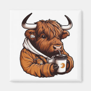 Imán Bola Highland en Jacket disfrutando de un café aco