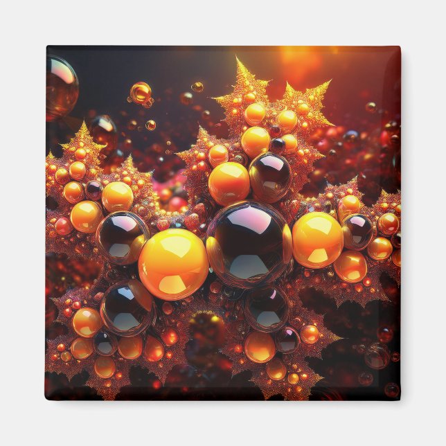 Imán Bolas De Oro Y Fractal (Frente)