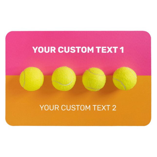 Imán Bolas de tenis de texto personalizado (Horizontal)