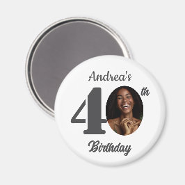 Imán Bold 40th Birthday Party Photo Favor