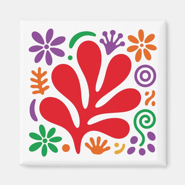 Imán Bold Abstract Magnet Colorful Floral Matisse Style (Frente)