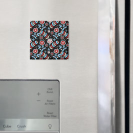 Imán Bold Folk Floral Pattern