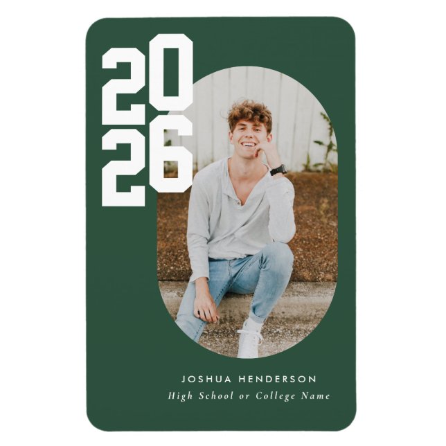 Imán Bold Type Green Graduation Flexible Photo Magnet (Vertical)