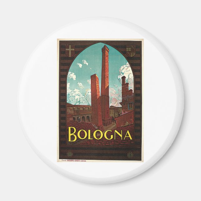 Imán Bologna Bononia Italia Viaje Vintage (Frente)